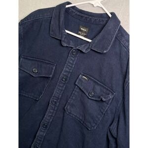 RVCA Shacket Mens Navy Blue Long Sleeve Button Up Shirt Regular Fit‎ XXL